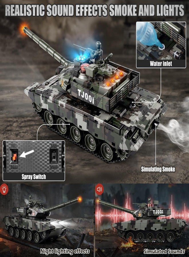 Supdex 1/24 RC Tank, Remote Control Chinese 99 Army Model Tank with Sound Effects, Lights and Smoke, 2.4G Military Model Toy for Kids, Perfect Birthday for Boys 6+ Years Old - Image 3